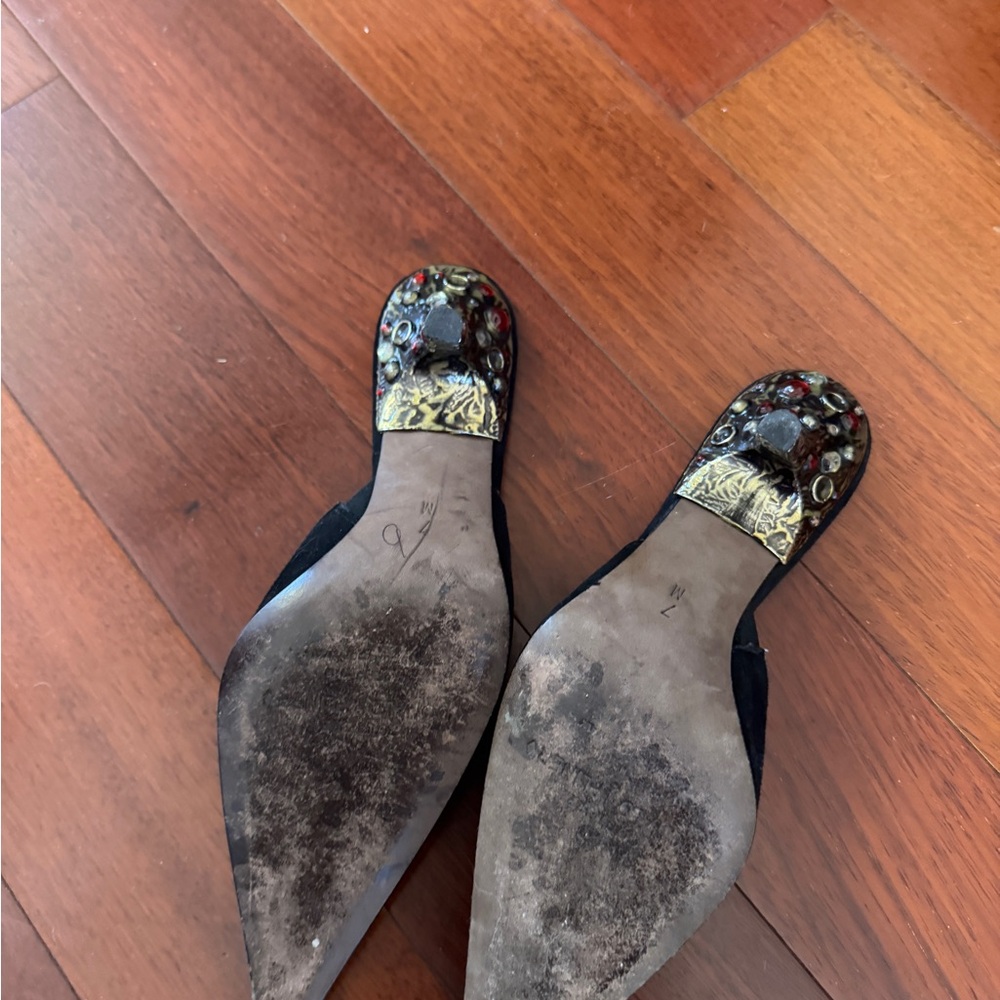 Donald J. Pliner Black Suede Pointed Slip-On Mules - Picture 3 of 4